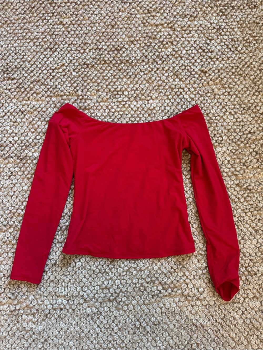 Off-Shoulder Long Sleeve Women's Top - Red